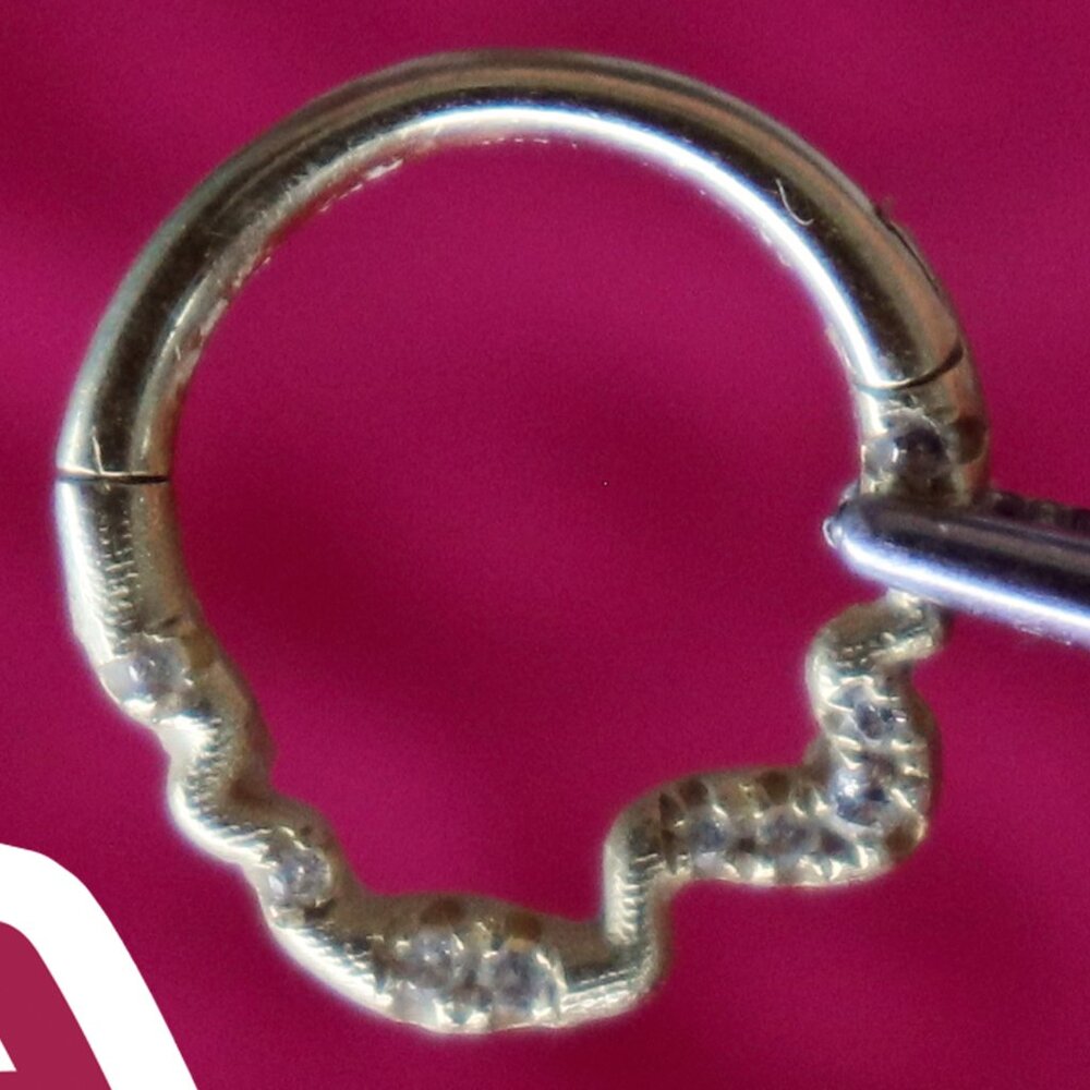 Pupil Hall Solid 14k YG "Either Way" Clicker w/ real diamonds